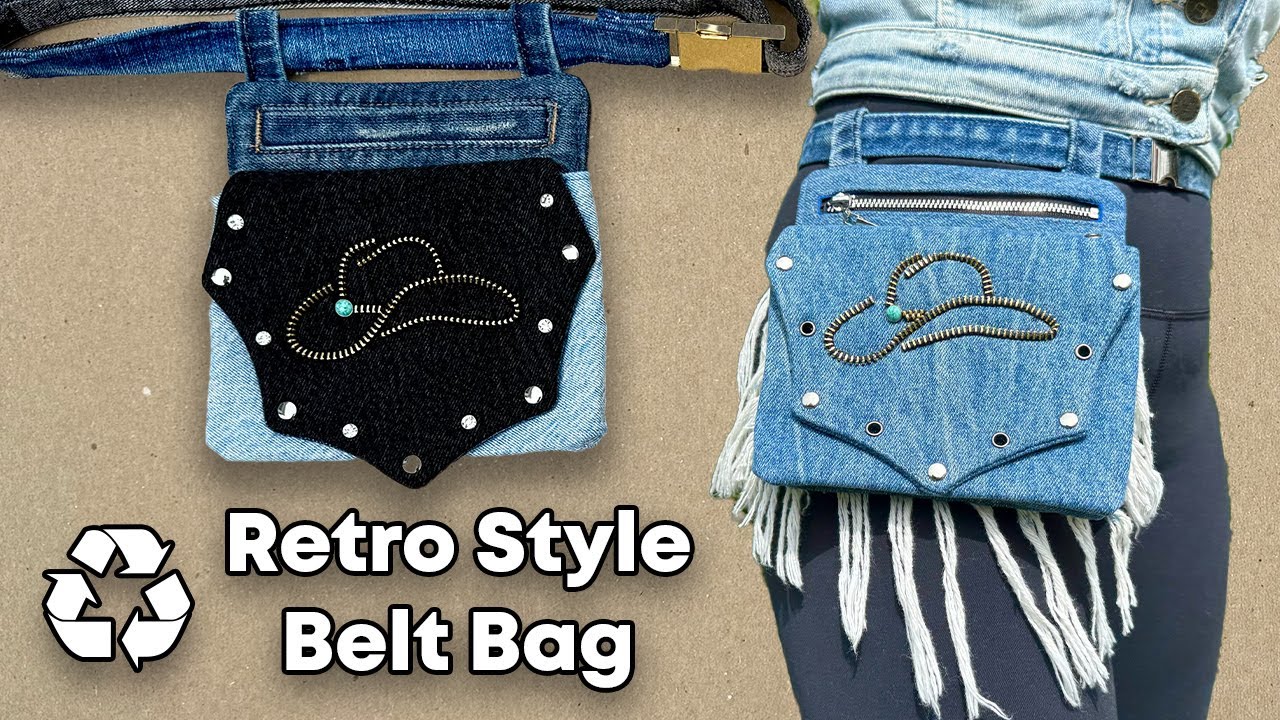 How To Make a Denim Retro Vintage Belt/Waist Bag With Old Jeans