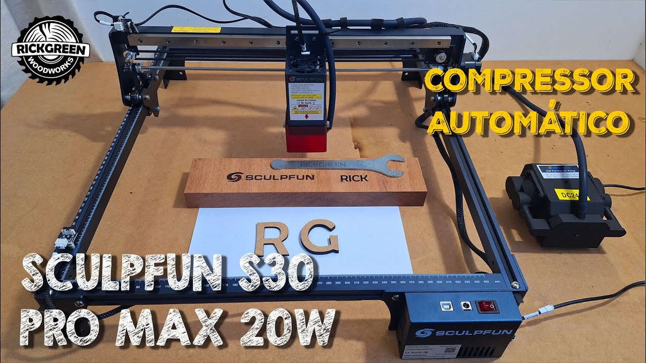Gravadora Laser Sculpfun S30 Pro Max 20W - Com Compressor de Ar Automático