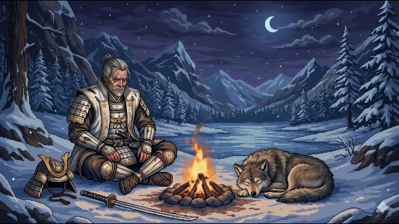 Snow all around... get some rest by the fire