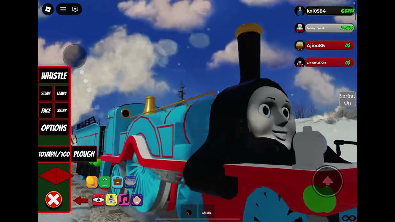 Thomas crashes into the snow