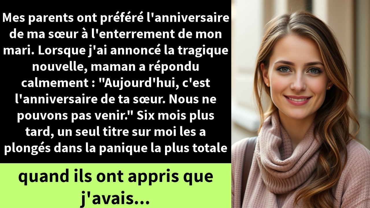 Mes parents ont préféré l'anniversaire de ma sœur à l'enterrement de mon mari.