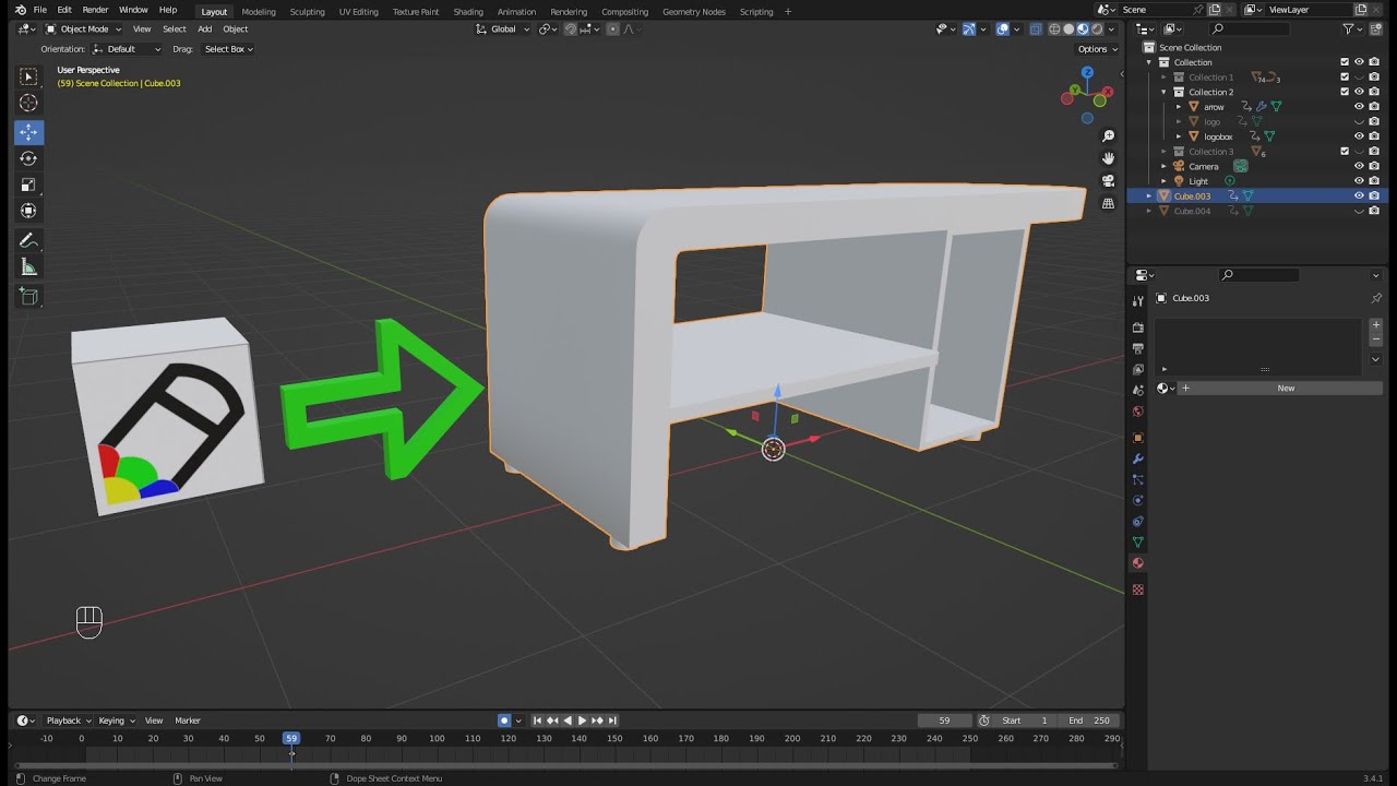 Blender building : Model EP-46.a : Table modern : โต๊ะแบบโมเดิล