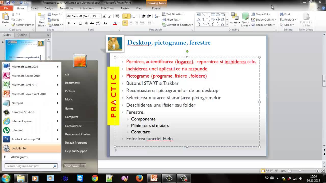 Tutorial Utilizarea Computerului - 1. Desktop, pictograme si ferestre