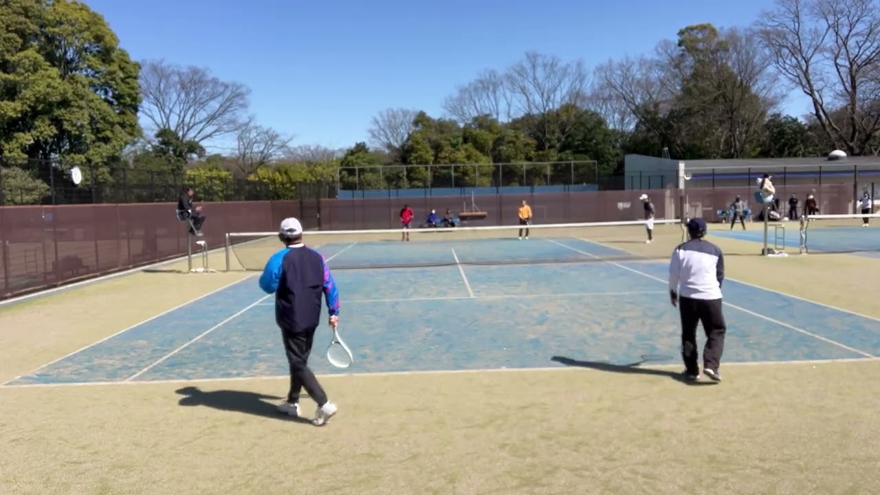 R7年度多摩市齋藤杯45男子予選リーグ、玉橋・小澤(稲城市民・睦実クラブ)④-2大石・荻野(みずほ銀行)