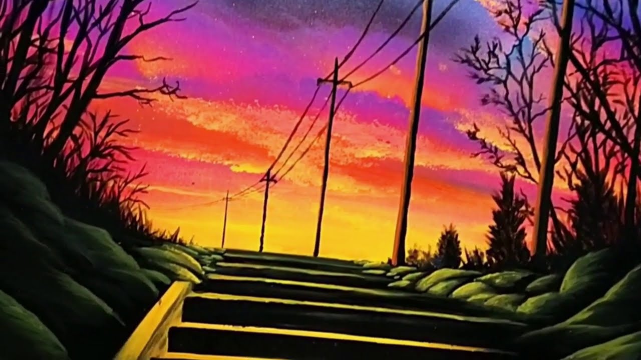 Stairway to Sunrise -Spray Paint Art - Tutorial - by Antonipaints