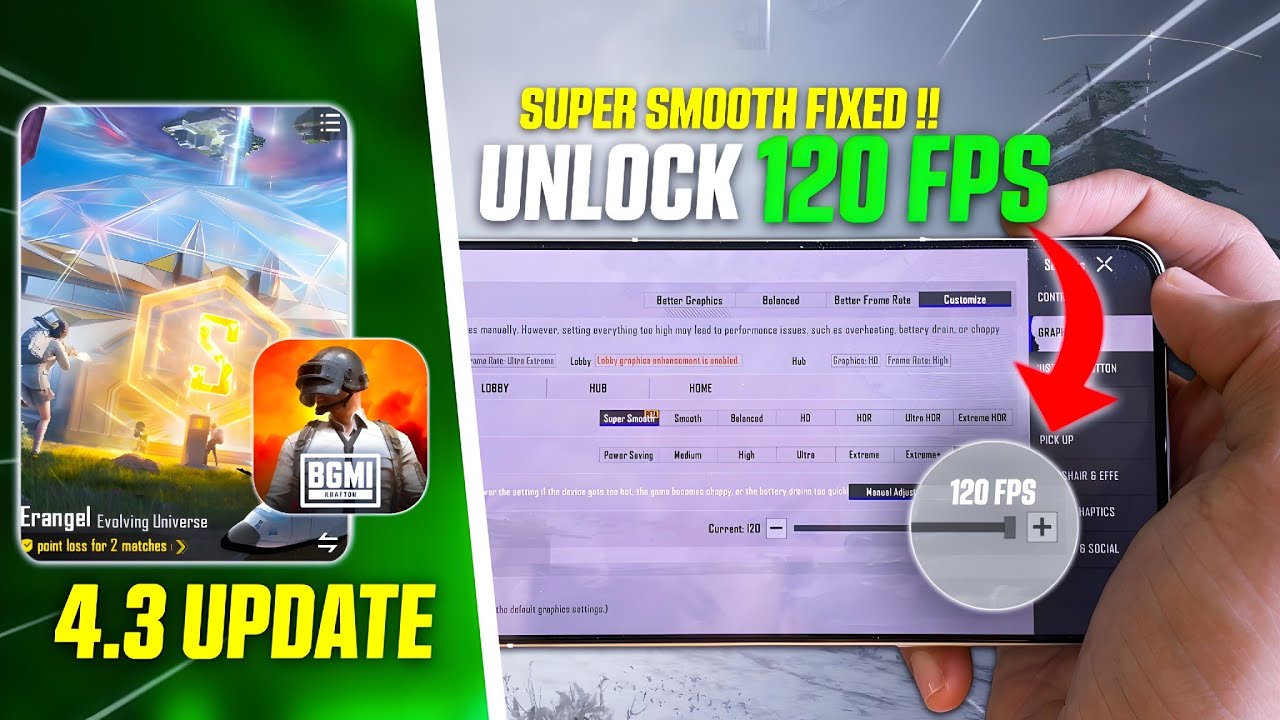BGMI 4.3 UPDATE 🚀 Unlock 90/120 FPS Any Phone, Super Smooth FIXED? Ping & Fps Drops Fix
