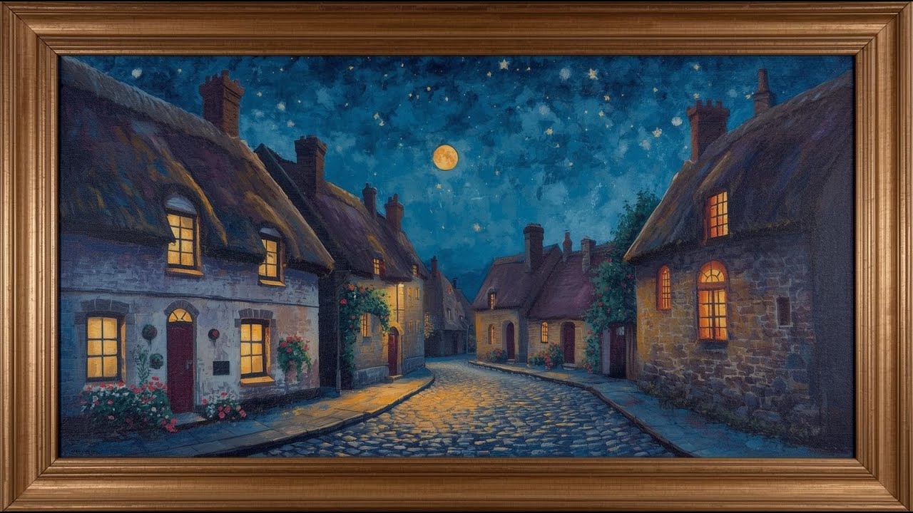 Nighttime Village Framed TV Art 🌙 4K Art Screensaver | Samsung Frame TV Cozy Wall Décor