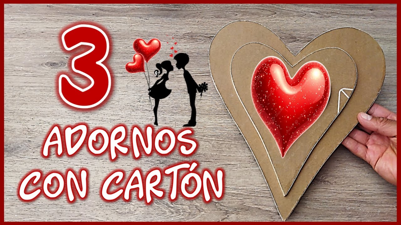 3 LINDOS ADORNOS PARA EL DÍA DEL AMOR Y AMISTAD - Manualidades para San Valentín