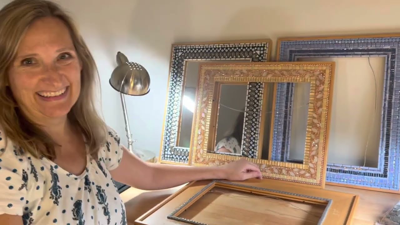Ep. 125 MAKING A GORGEOUS GOLD MOSAIC MIRROR FRAME & the Smalti Mosaic Owl Gets Some Feathers!