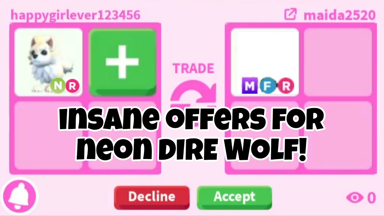😱😛I Could've GOT RID OF *NEON* NEON DIRE WOLF For INSANE WIN In Adopt Me+INSANE OFFERS FOR DIRE WOLF