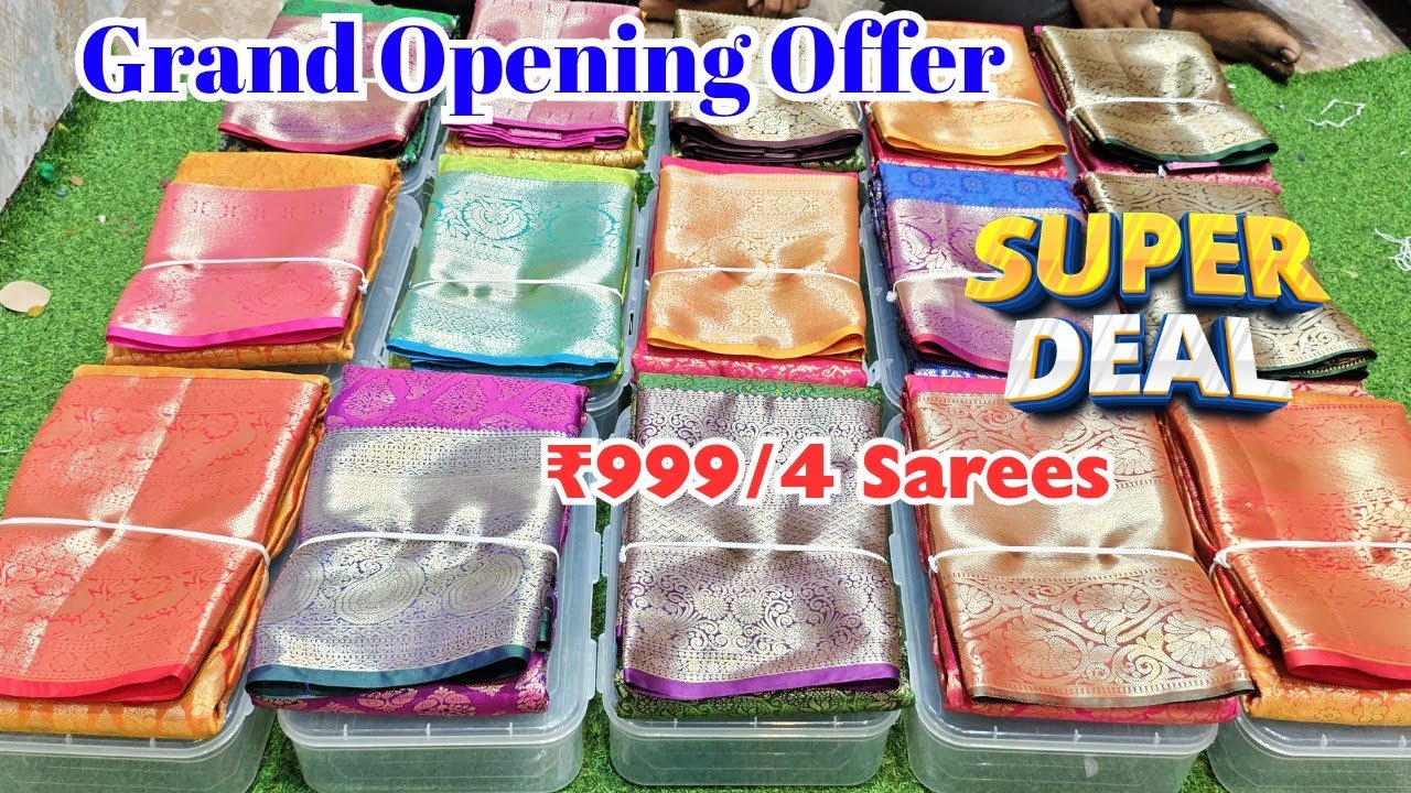 Madina Wholesale sarees|Grand Opening Sale|Pattu sarees ₹999/4 NO GST Azaan Textiles.