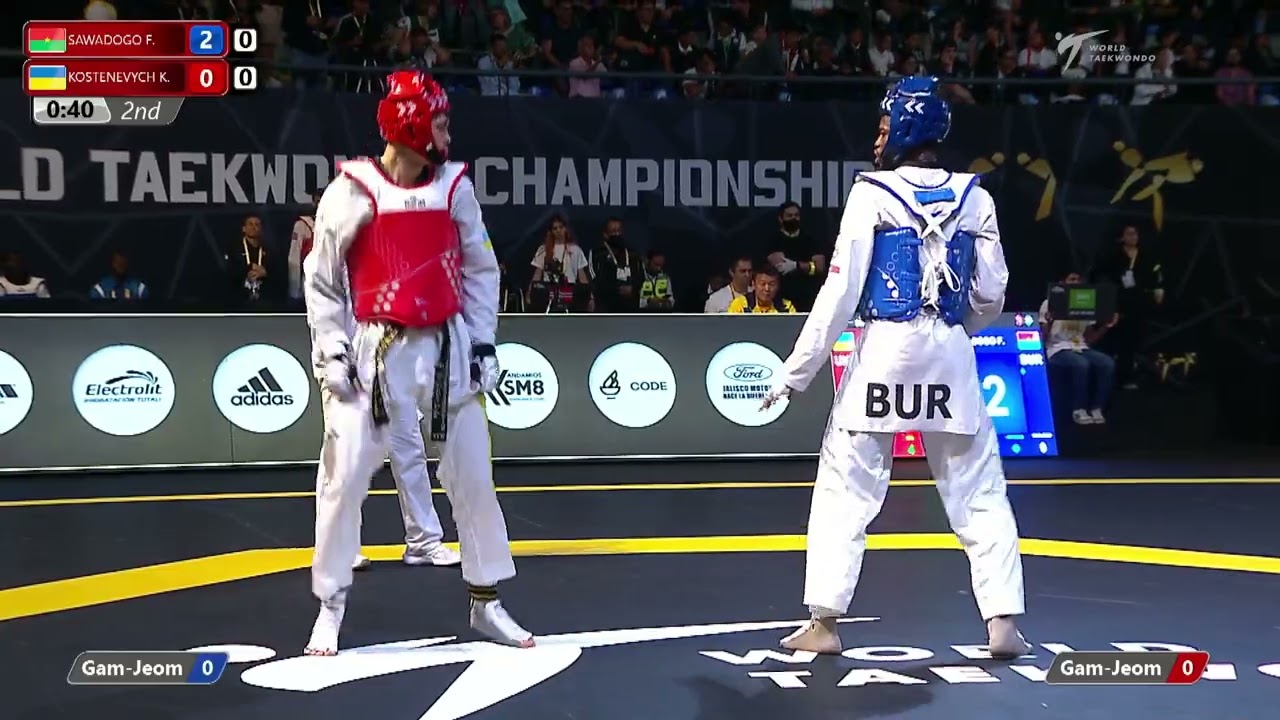 213 M-80kg R-32 SAWADOGO F. BUR 🔵 vs 🔴 KOSTENEVYCH K. UKR I Guadalajara 2022 WT Championships