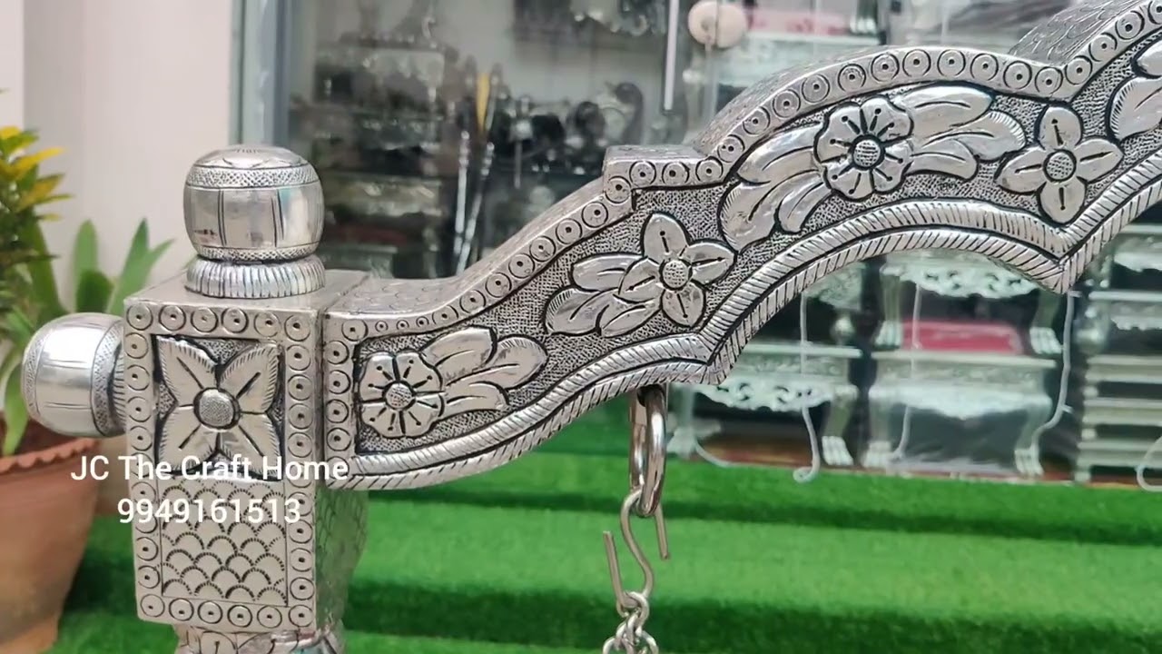Silver cradle for baby | silver uyala | silver sheeted cradle | German silver cradle with swing