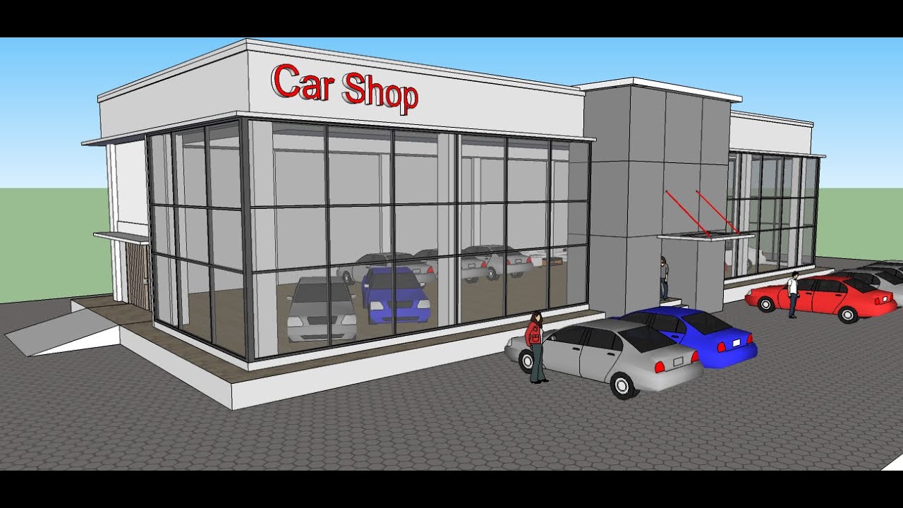 Menggambar bangunan Showroom dengan Google Sketchup