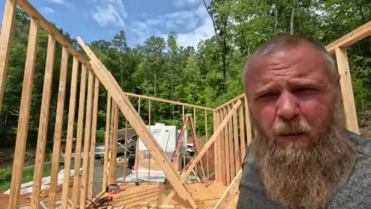 $5K DIY Tiny House Cabin Build  12x24. The Cheapest way to Build a roof! Part 3