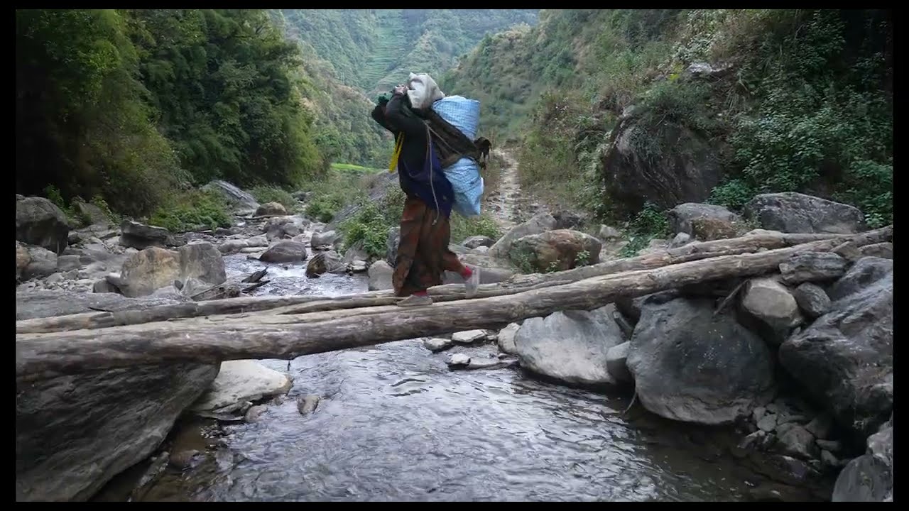 Returning home from harvesting buckwheat in the village || village style