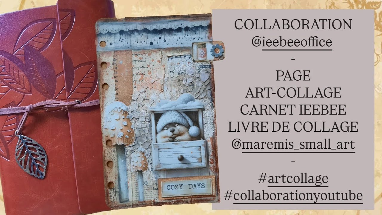 PAGE COLLAGE/CARNET @IeebeeOffice /Livre @MaremiSmallArt #artcollage #maremismallart #hiver