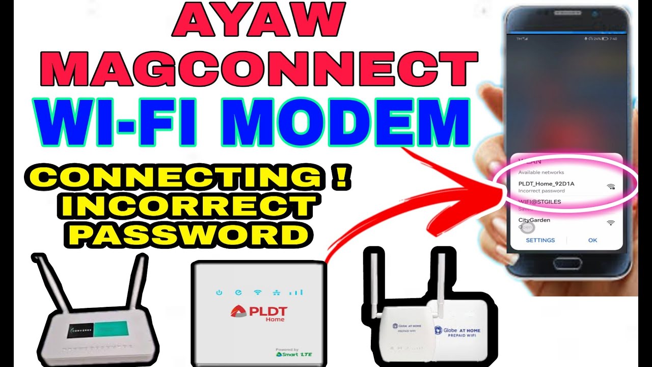 PAANO MAKAPAGCONNECT SA MGA WIFI MODEM OBTAINING I.P. CONNECTING INCORRECT PASSWORD | WPS AYAW DIN