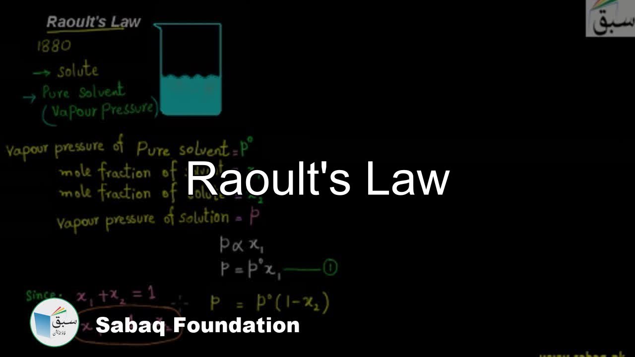 Raoult's Law, Chemistry Lecture | Sabaq.pk
