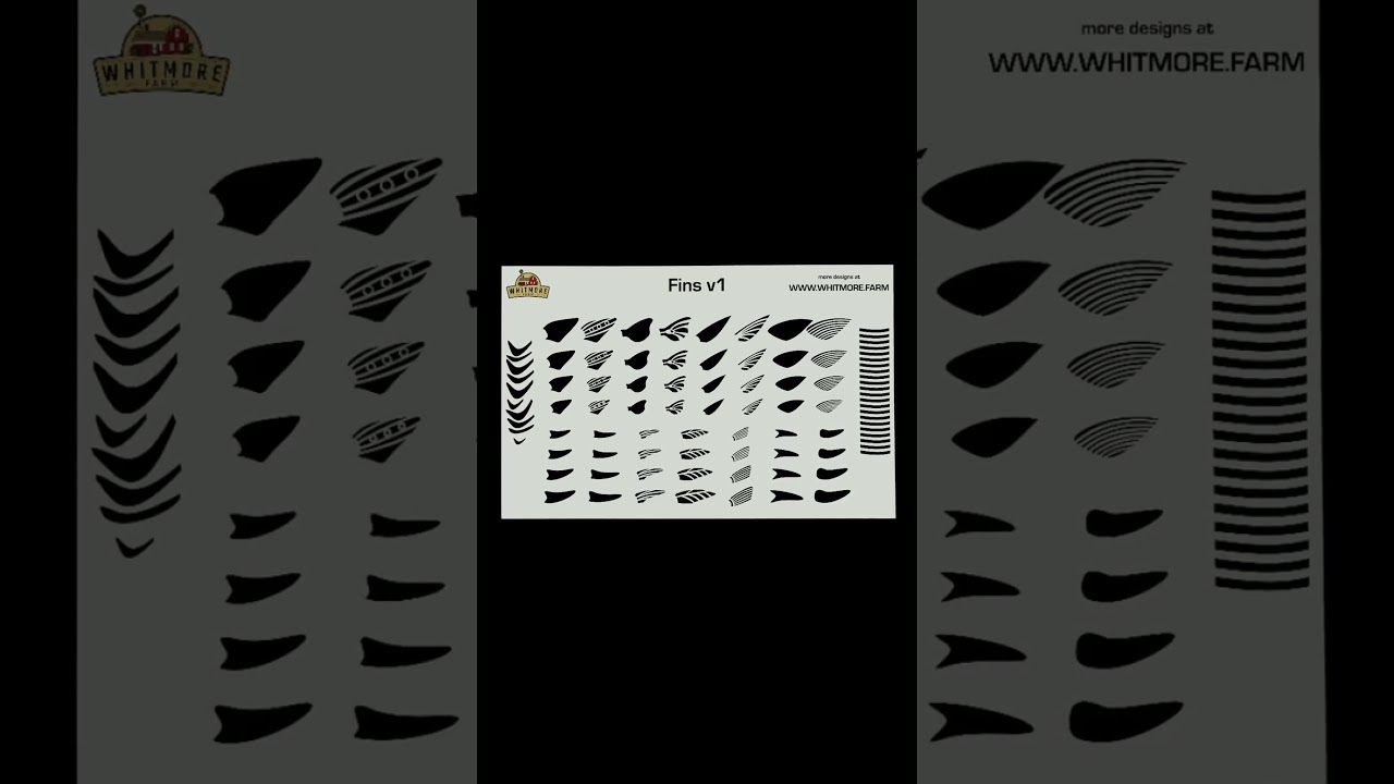 Fins v1 Assortment Fishing Lure Airbrush Stencil - Whitmore Farm LLC