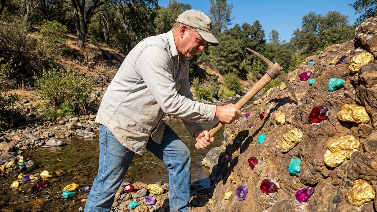 So Lucky River Find! Gold Nuggets & Colorful Gemstones Discovered While Panning.
