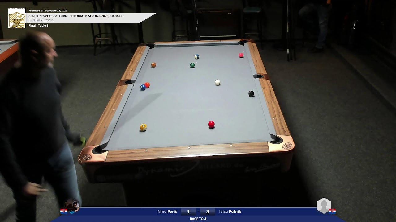 8 BALL SESVETE – 8. TURNIR UTORKOM sezona 2026, 10-BALL(stol 6)