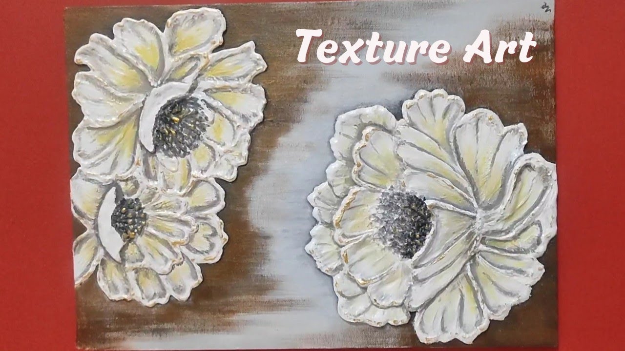 My first time with texture art painting | Flowers texture art painting using texture paste | Ep:283
