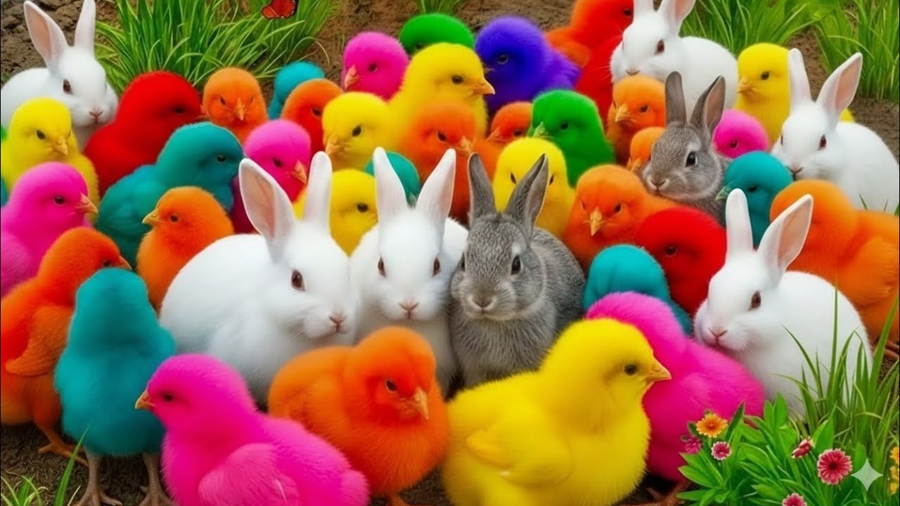 Ayam Lucu, ayam warna warni, ayam rainbow, kelinci lucu, bebek lucu, ikan koi, Hewan Lucu