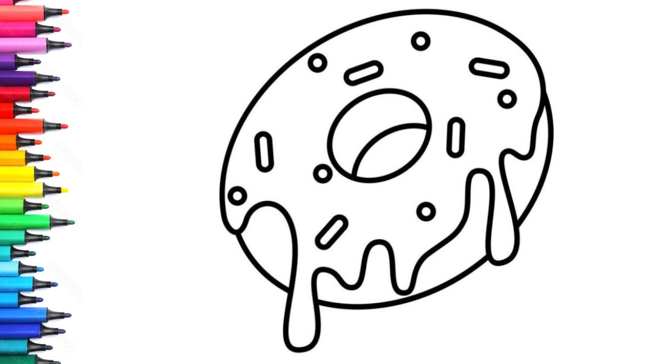 Cute Donut Drawing, Painting & Colouring for Kids and Toddlers_ Child Art | How To Draw Donut 