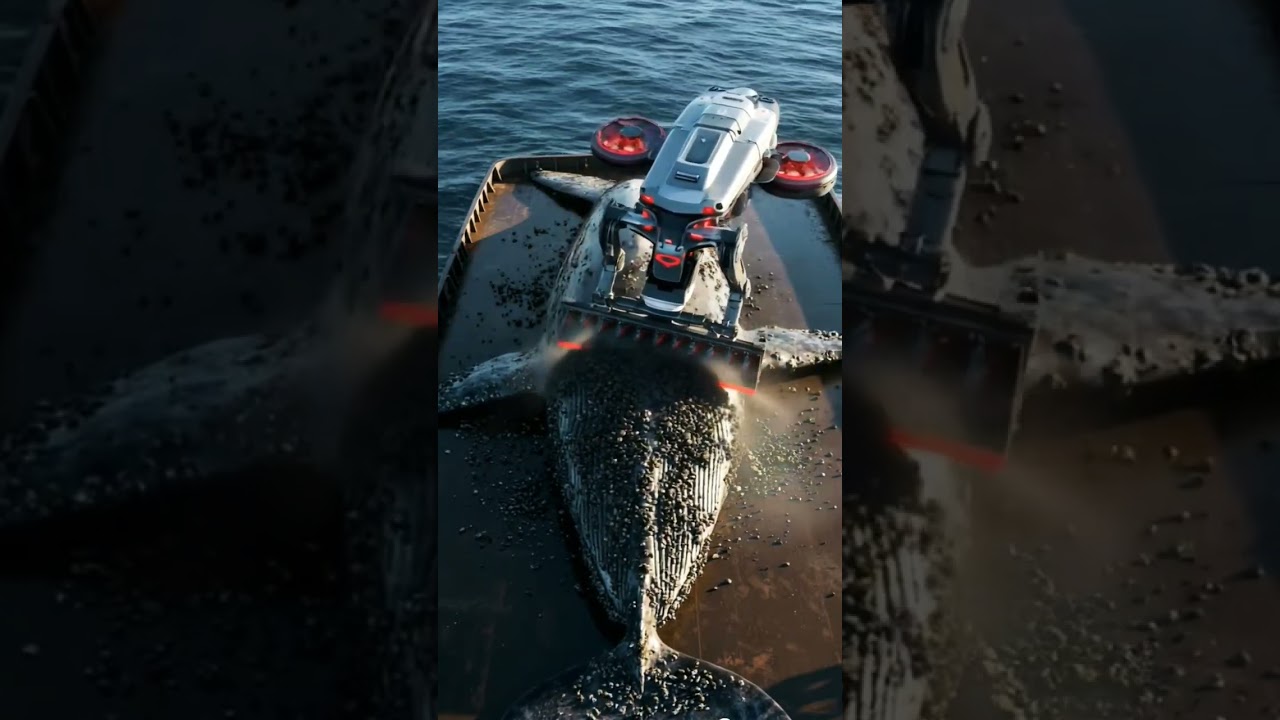 Robotics Machine removing barnacles from whale #barnacleremoval #wildanimals #animalrescue