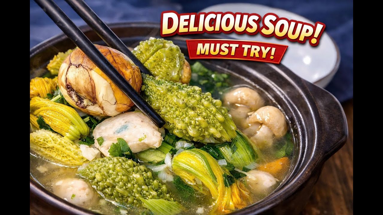Wild Bitter Melon Soup with Fish & Duck Egg | Pure Rustic Flavor from Nature