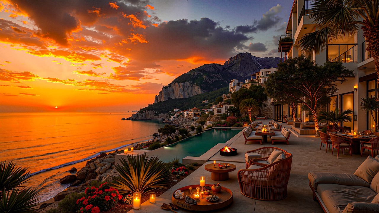 Gentle Jazz And Sunset Sea View Balcony – Warm Jazz In Slowly Fading Sunset Light For Chill