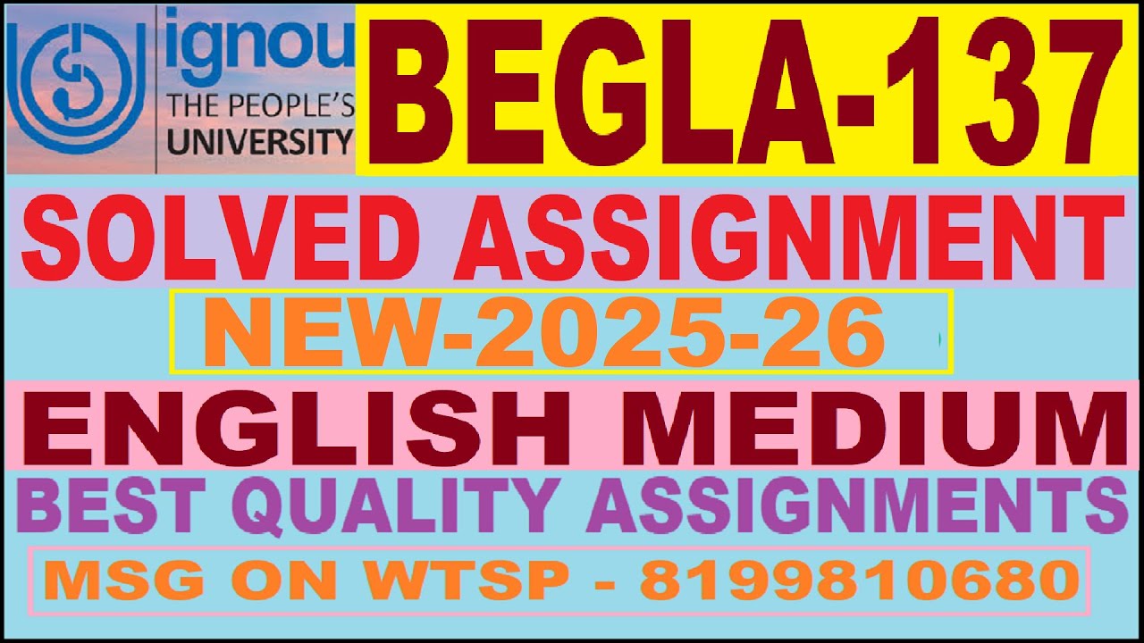 BEGLA 137 Solved Assignment 2024-25 | begla 137 solved assignment 2025 in English | ignou begla137
