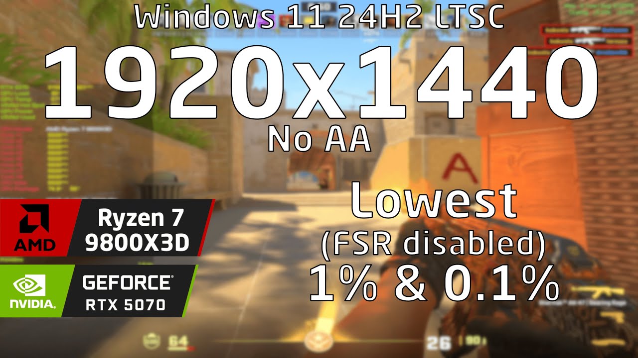 (win11)Ryzen 7 9800X3D & RTX 5070 OC | CS2 Mirage DM Cybershoke | Lowest settings | 1920x1440