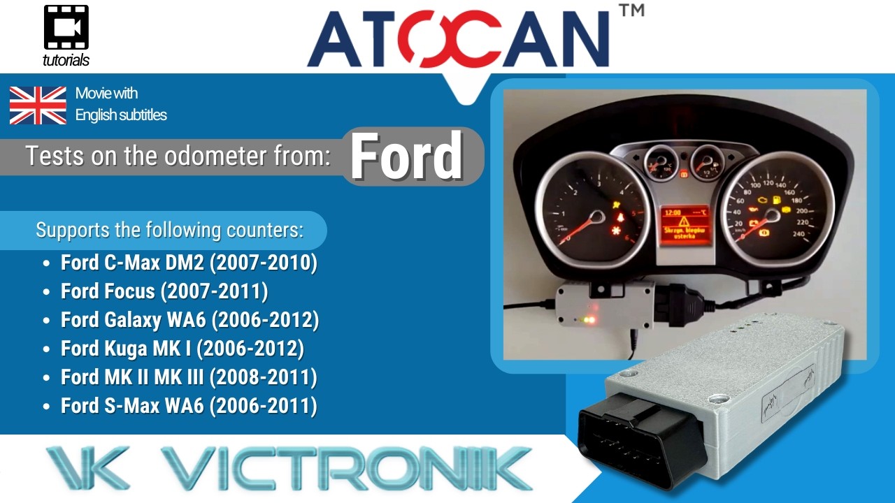 Tests on the odometer from Ford Focus Galaxy CAN Tester by VICTRONIK