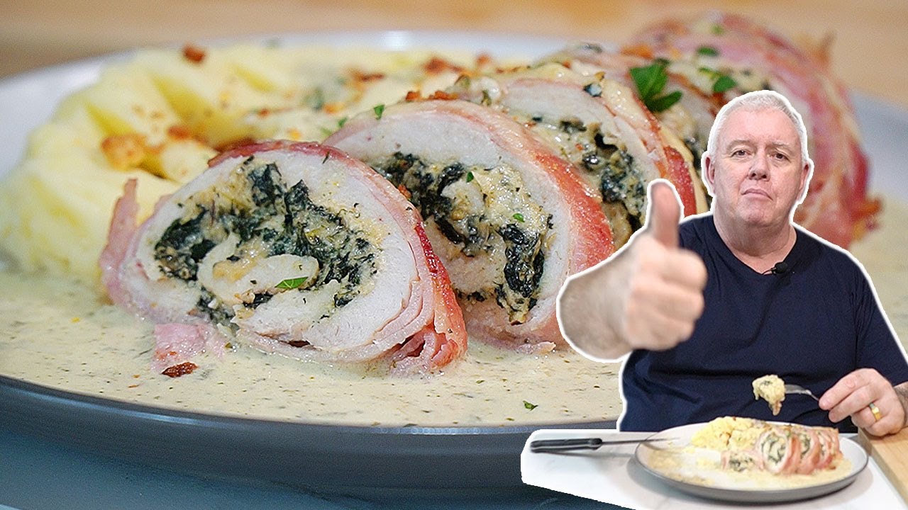 EASY Oven-Baked BACON-WRAPPED Chicken with Garlic Mustard Sauce