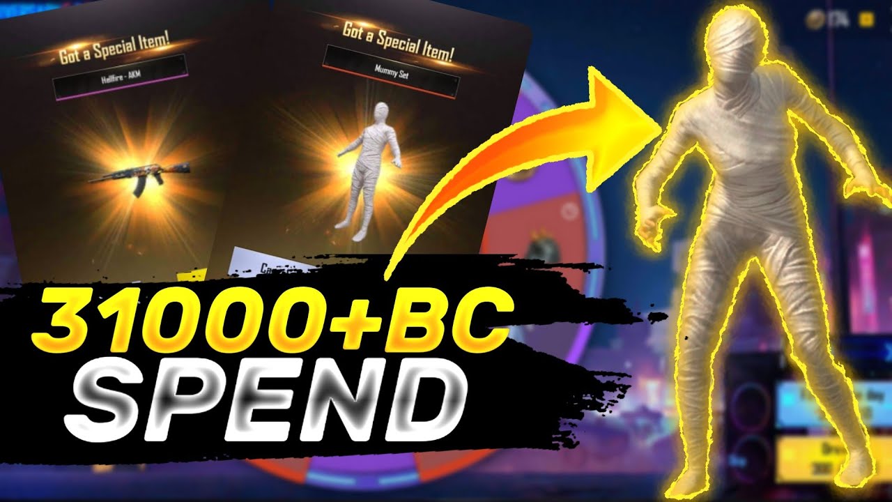31000+BC SPEND || PUBG MOBILE LITE NEW LUCKY SPIN || MUMMY SET,MYTHIC EMOTE AND HELLFIRE- AKM UNLOCK