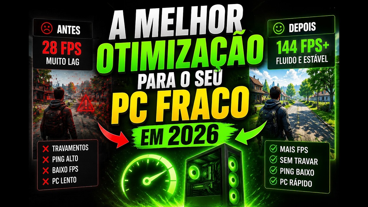 A MELHOR OTIMIZA&Ccedil;&Atilde;O PARA O SEU PC FRACO EM 2026 🔥🚀 +99 FPS EM JOGOS