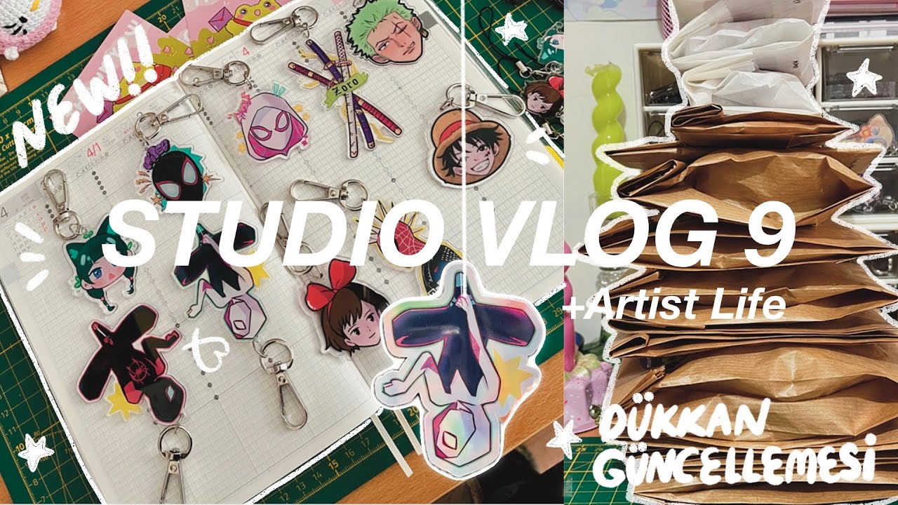 yeni charmlar, dükkan güncellemesi, çizimlerim, artist life | studio vlog 9