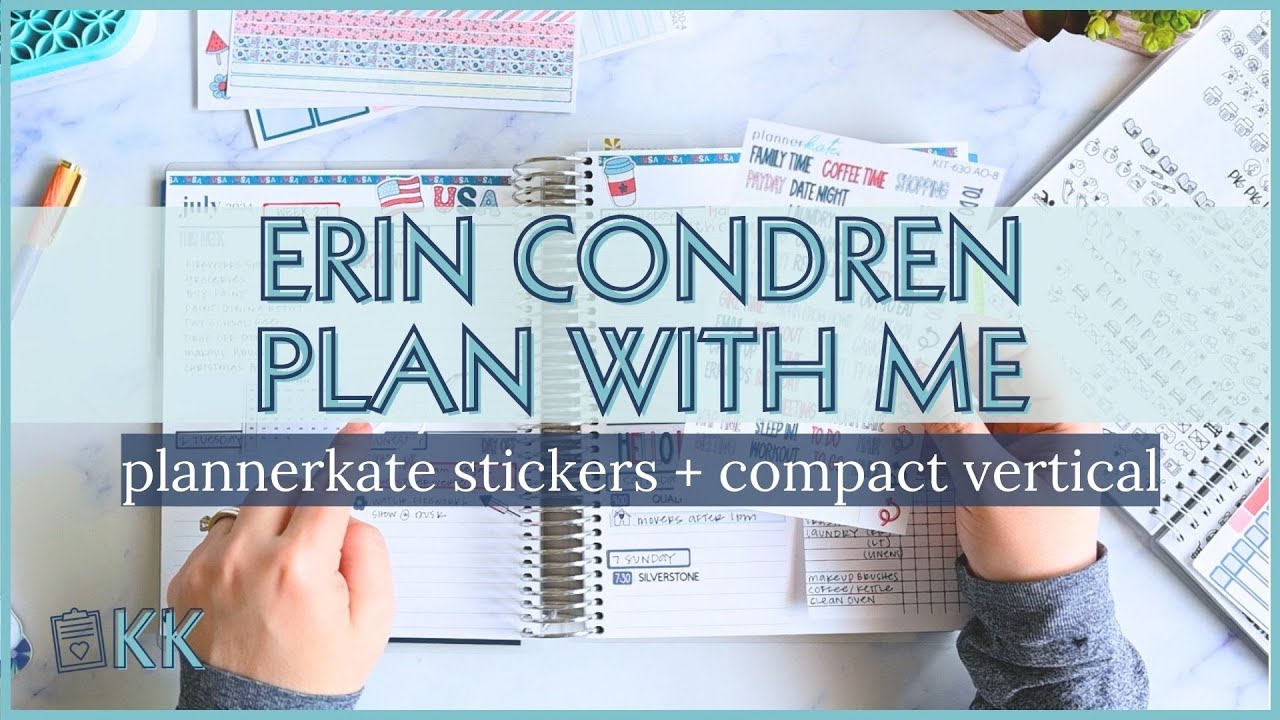 Erin Condren Functional Plan with Me Compact Vertical LifePlanner and PlannerKate Stickers