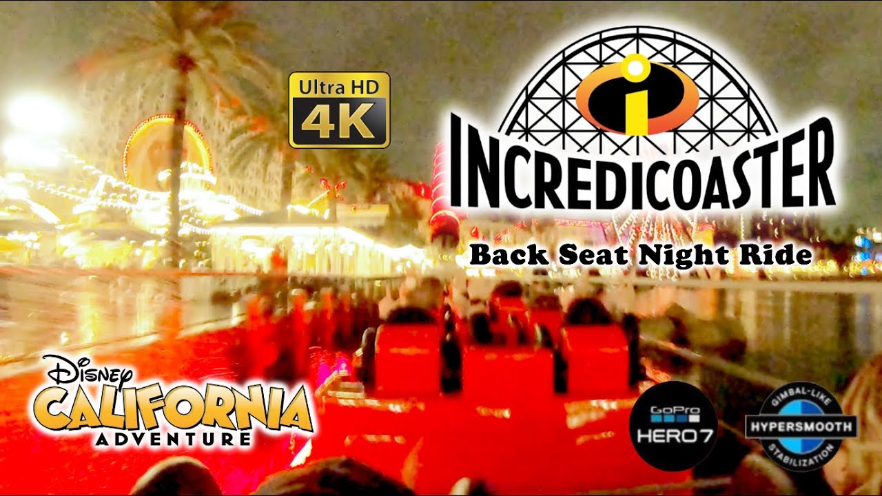 Incredicoaster at Night On Ride Back Seat Ultra HD 4K POV Disney California Adventure 2023-02-24