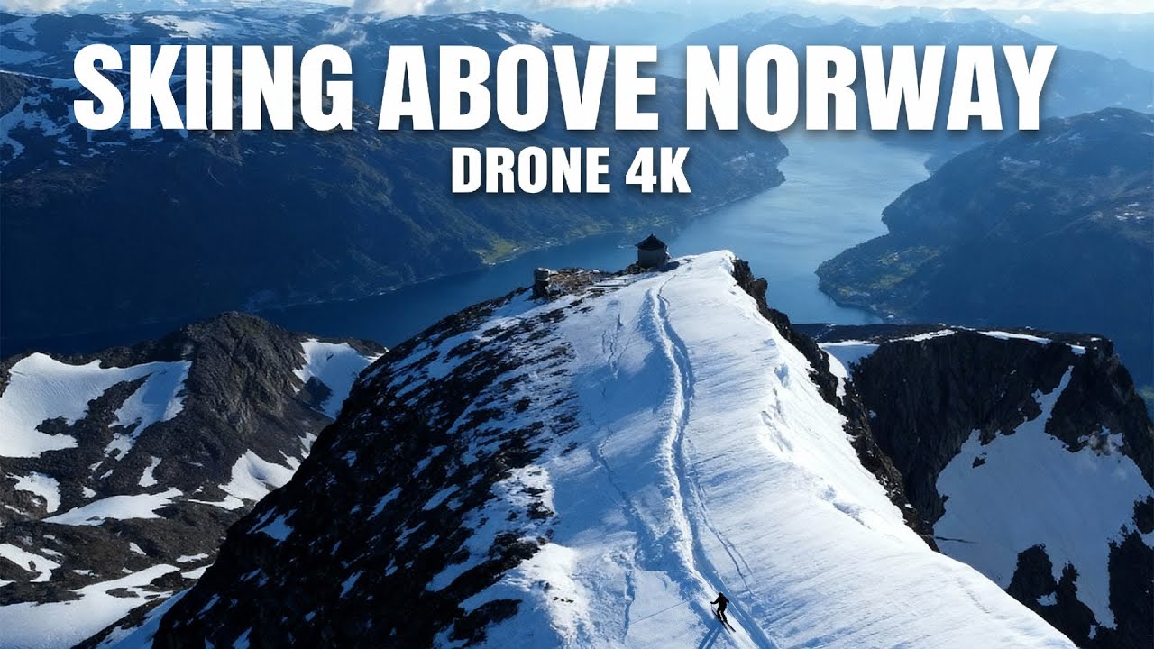 Skiing Above the Fjords – 1840m Mountain in Norway | Drone 4K