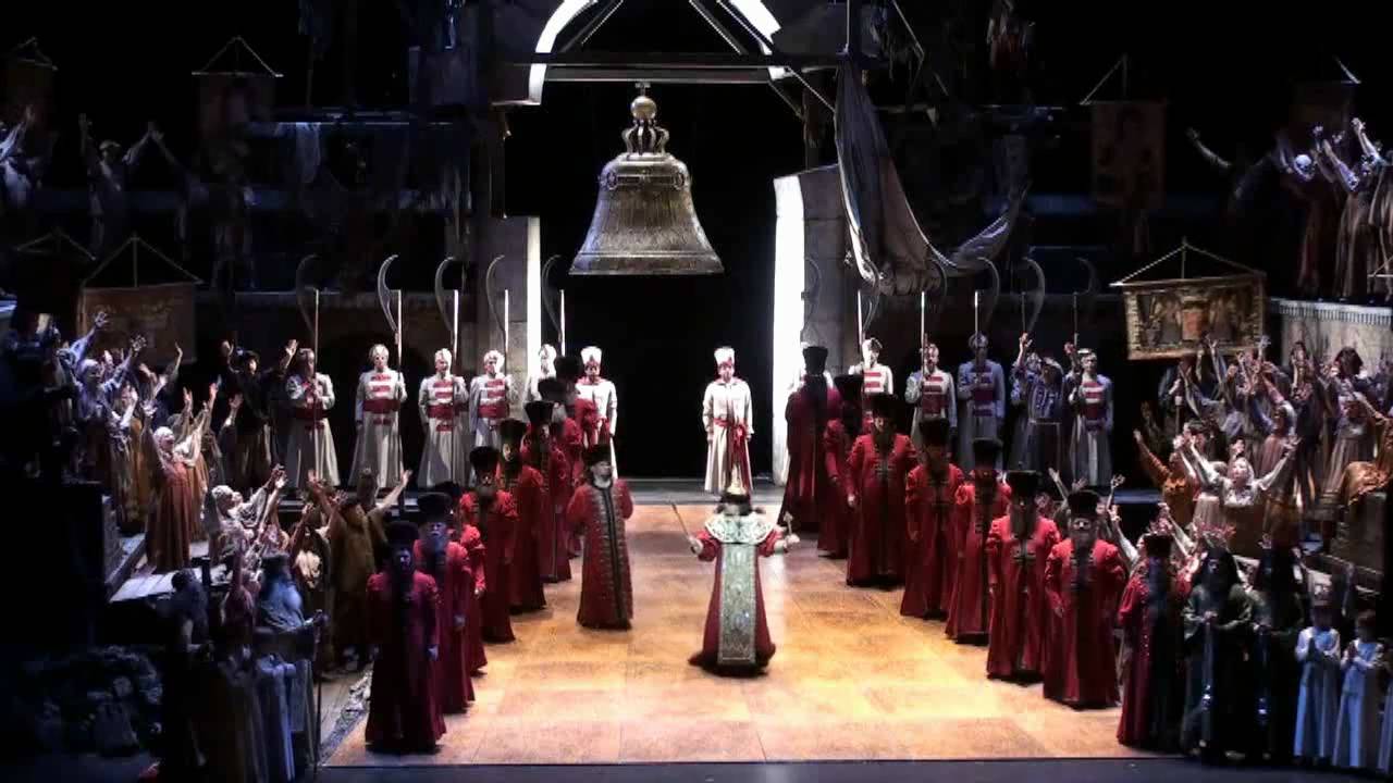 Russian bass Mikhail Kazakov and the Dallas Opera Chorus in BORIS GODUNOV