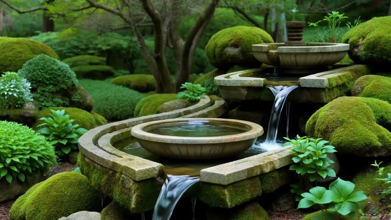🌿💧 Relaxing Zen Garden Fountain Sounds | Calm Water Flow & Soft Music for Deep Relaxation