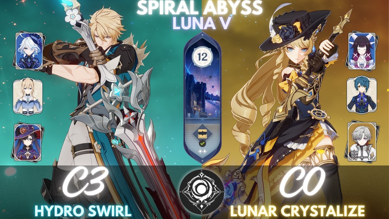 SPIRAL ABYSS FLOOR 12 LUNA V - VARKA C3 & NAVIA C0 - GENSHIN IMPACT
