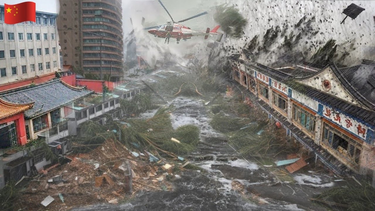 China Typhoon Disaster: Fallen Trees, Flooded Streets, and Citywide Damage in Guangdong Province!