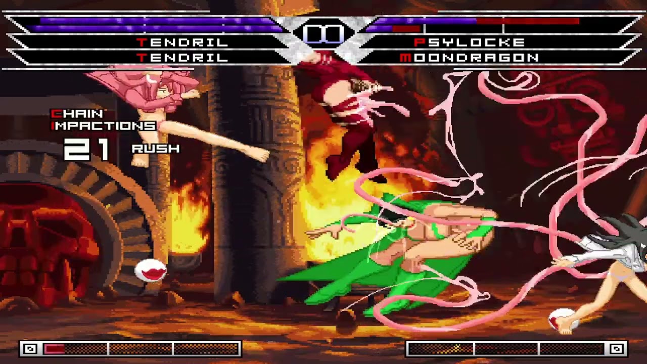 KOF MUGEN Tag Team Tendril 2X vs Psylocke & Moondragron