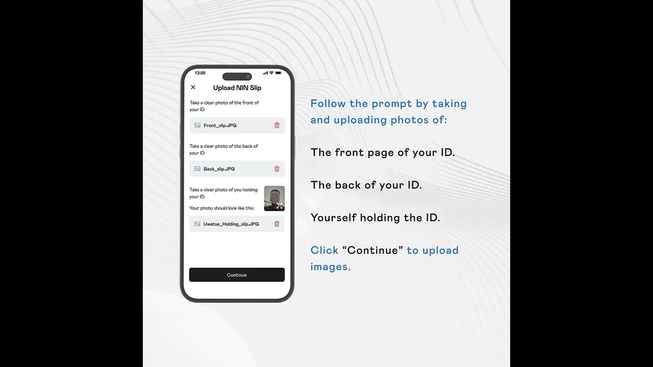 Uploading your ID on Scalex