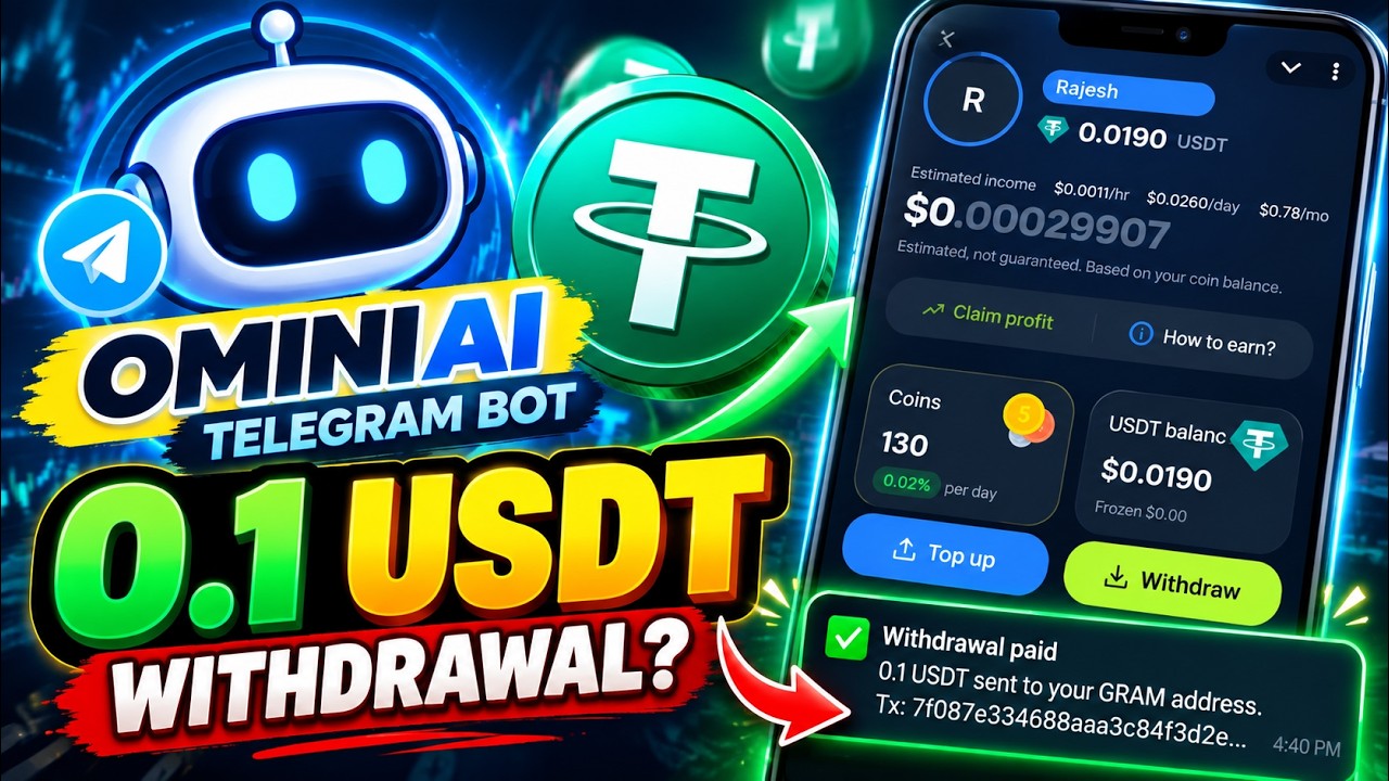 OminiAi Telegram Bot | OminiAi Mining Withdrawal Proof | 0.1 USDT Withdraw