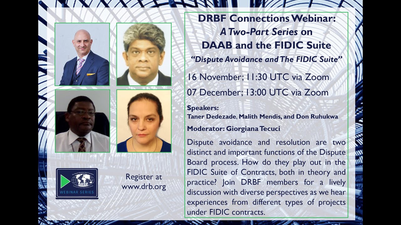 DRBF Connections Webinar  Dispute Resolution and the FIDIC Suite